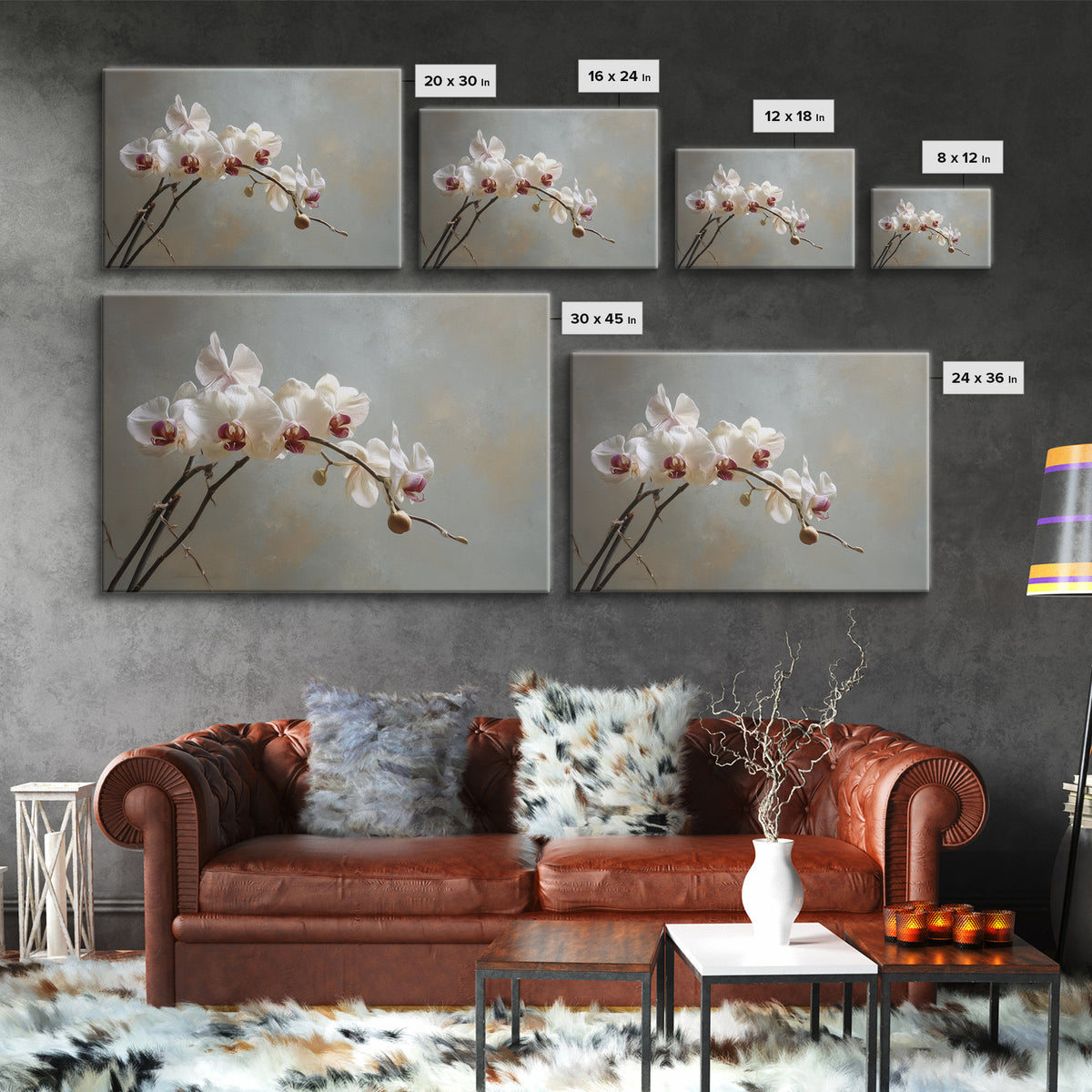 Single Orchid Stem Framed Canvas Print, Zen Art, Wall Art, Living Room Decor, Fine Art, Zen, Boho Wall Art, Garden Art, ZEN-3x2-27