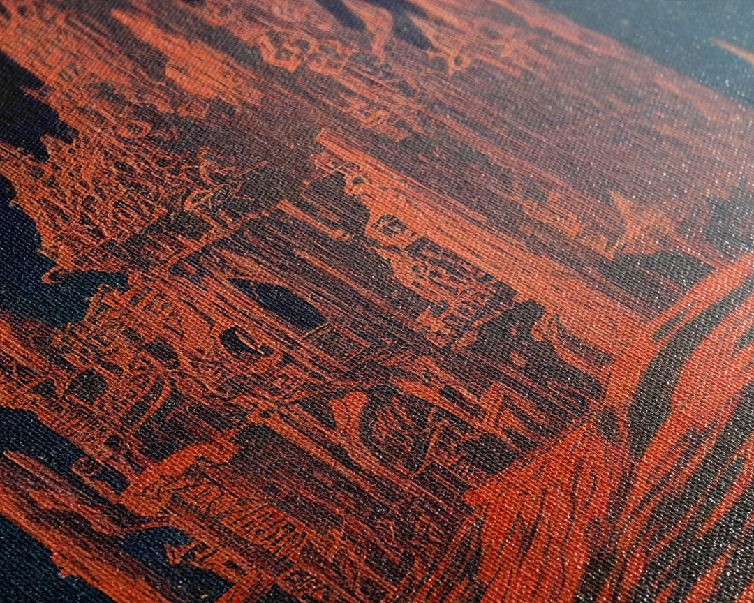 Gothic Red Eerie Castle Fine Art Print, Wall Poster, Wall Art Print