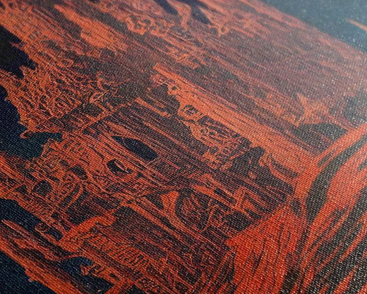 Gothic Red Eerie Castle Fine Art Print, Wall Poster, Wall Art Print