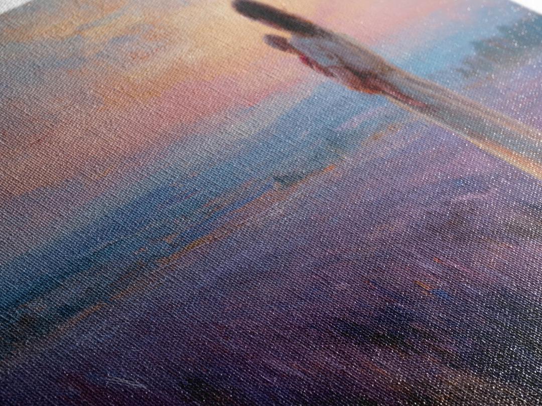 Mother Holding Baby At Lavender Field Sunset Canvas Print, Purple Landscape Wall Art, Mothers Day Gift, Bedroom Decor, Home Decor