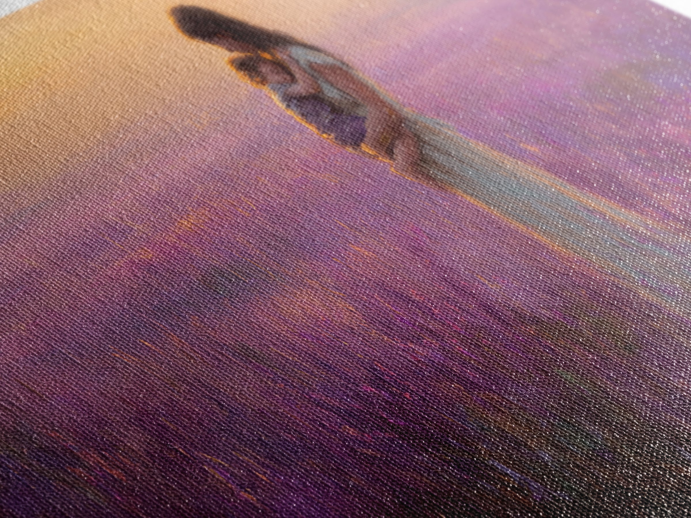 Mother And Child In Lavender Field At Sunset Canvas Print, Purple Landscape Wall Art, Romantic Bedroom Decor, Gift For Mom