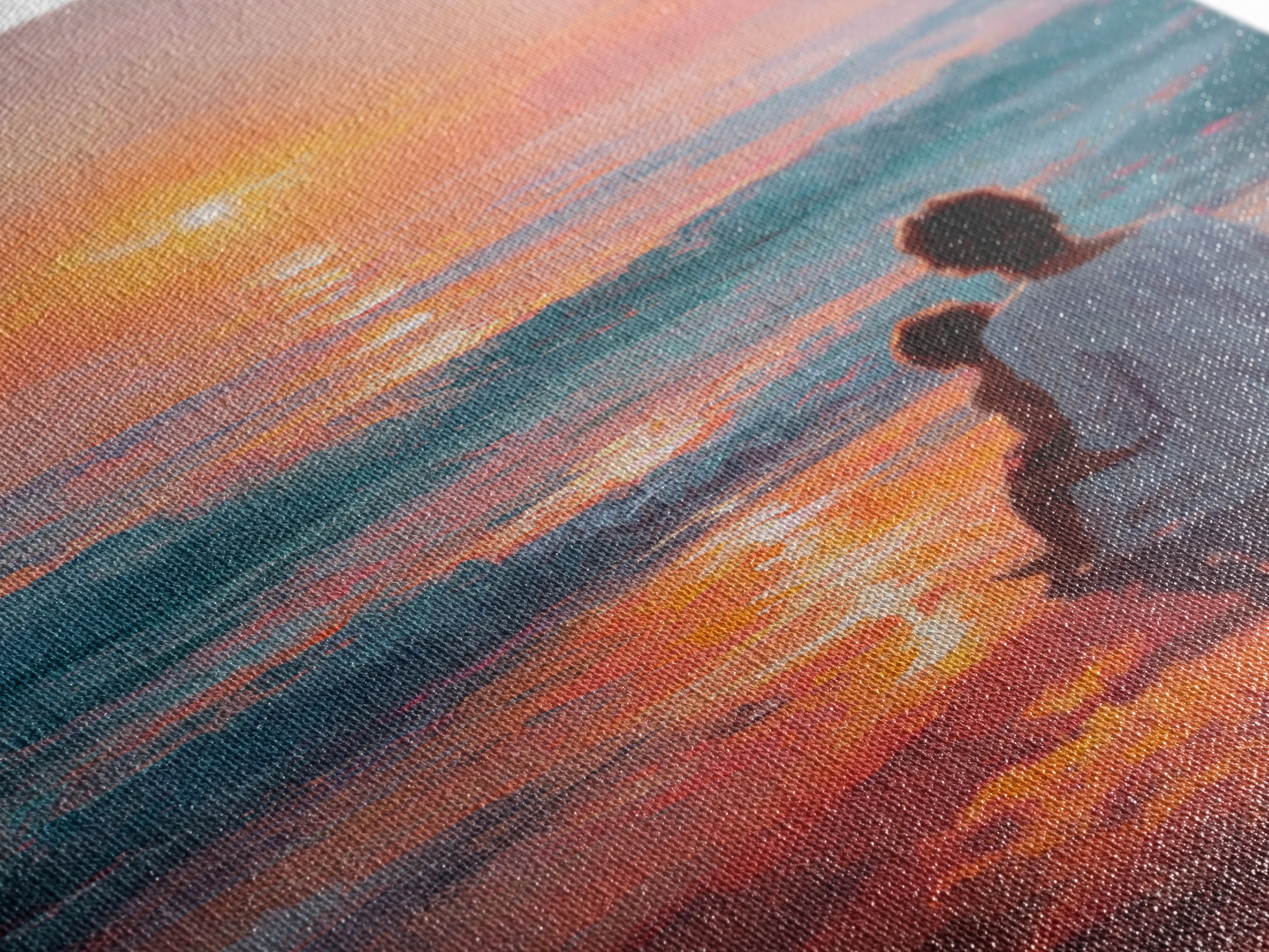 Mother And Child In Vibrant Sunset Surf Wall Art, Coastal Canvas Print, Ocean Beach Decor, Mothers Day Gift, Bedroom Decor