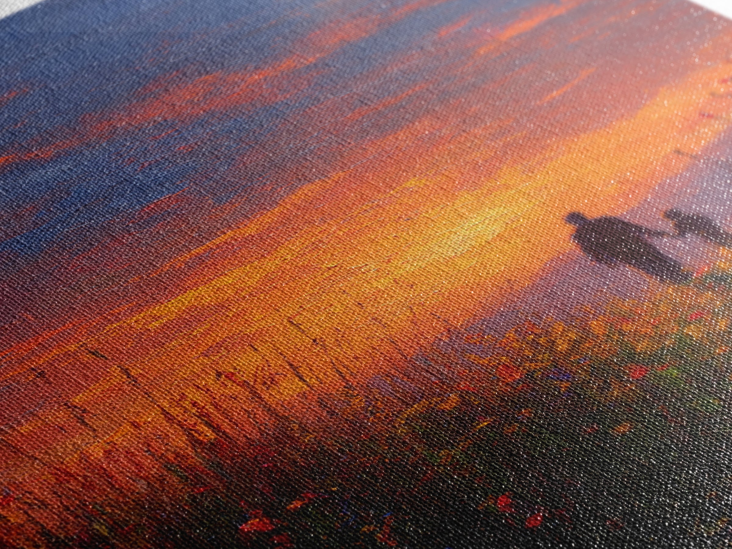 Father And Child Walking At Sunset Wall Art, Colorful Wildflower Meadow Canvas, Family Gift, Living Room Decor, Housewarming Gift
