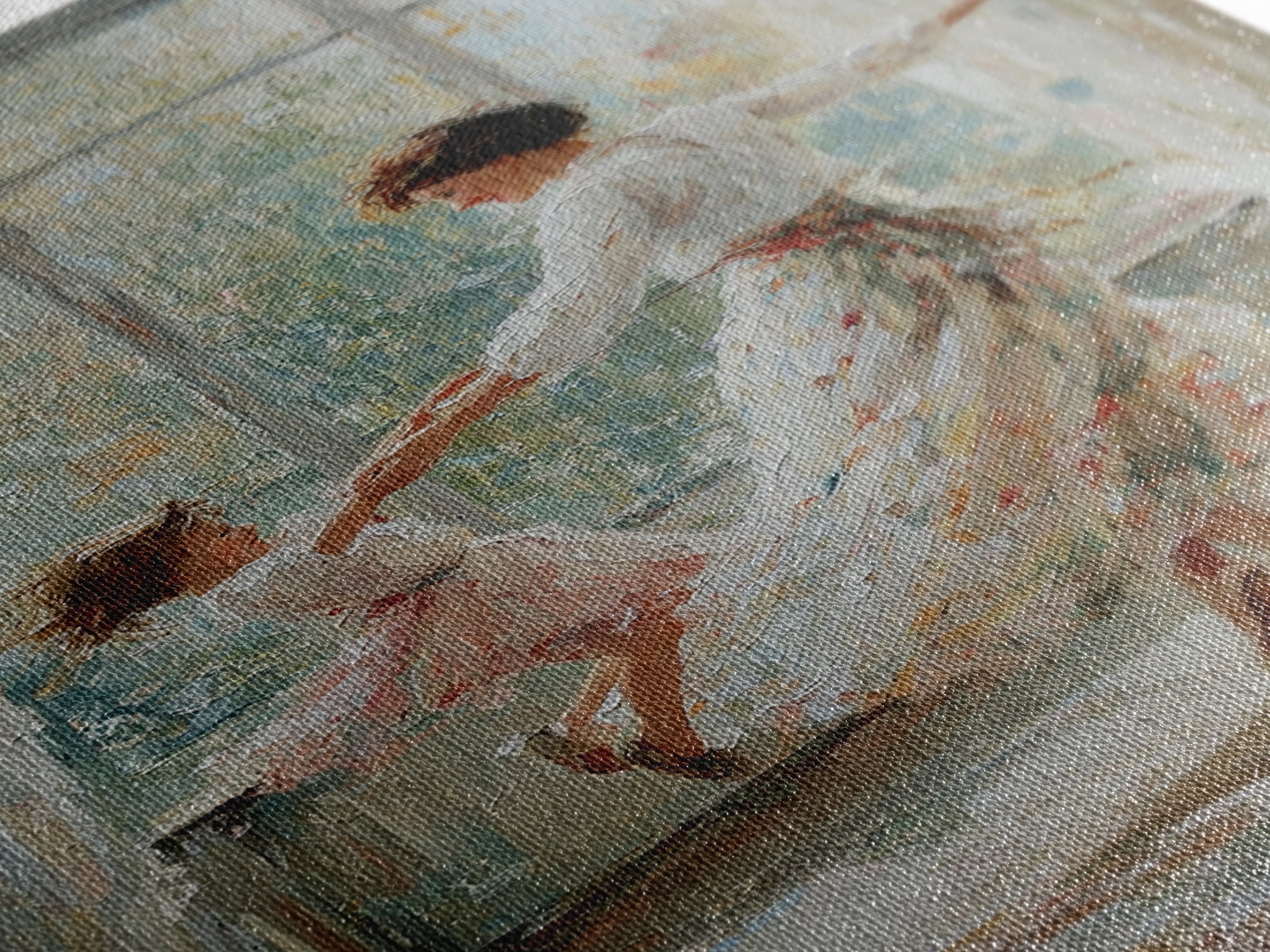 Mother And Daughter Dancing In Bright Sunlit Window Canvas Print, Impressionist Wall Art, Feminine Bedroom Decor, Gift For Mom