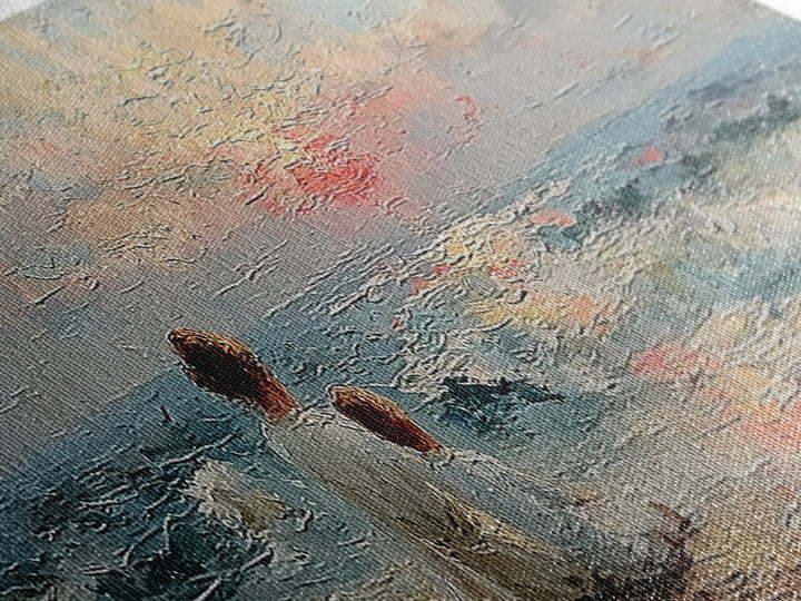 Mother And Child Watching Ocean Sunset Wall Art, Coastal Nursery Decor, Beach House Art, Seascape Painting, Gift For Mom