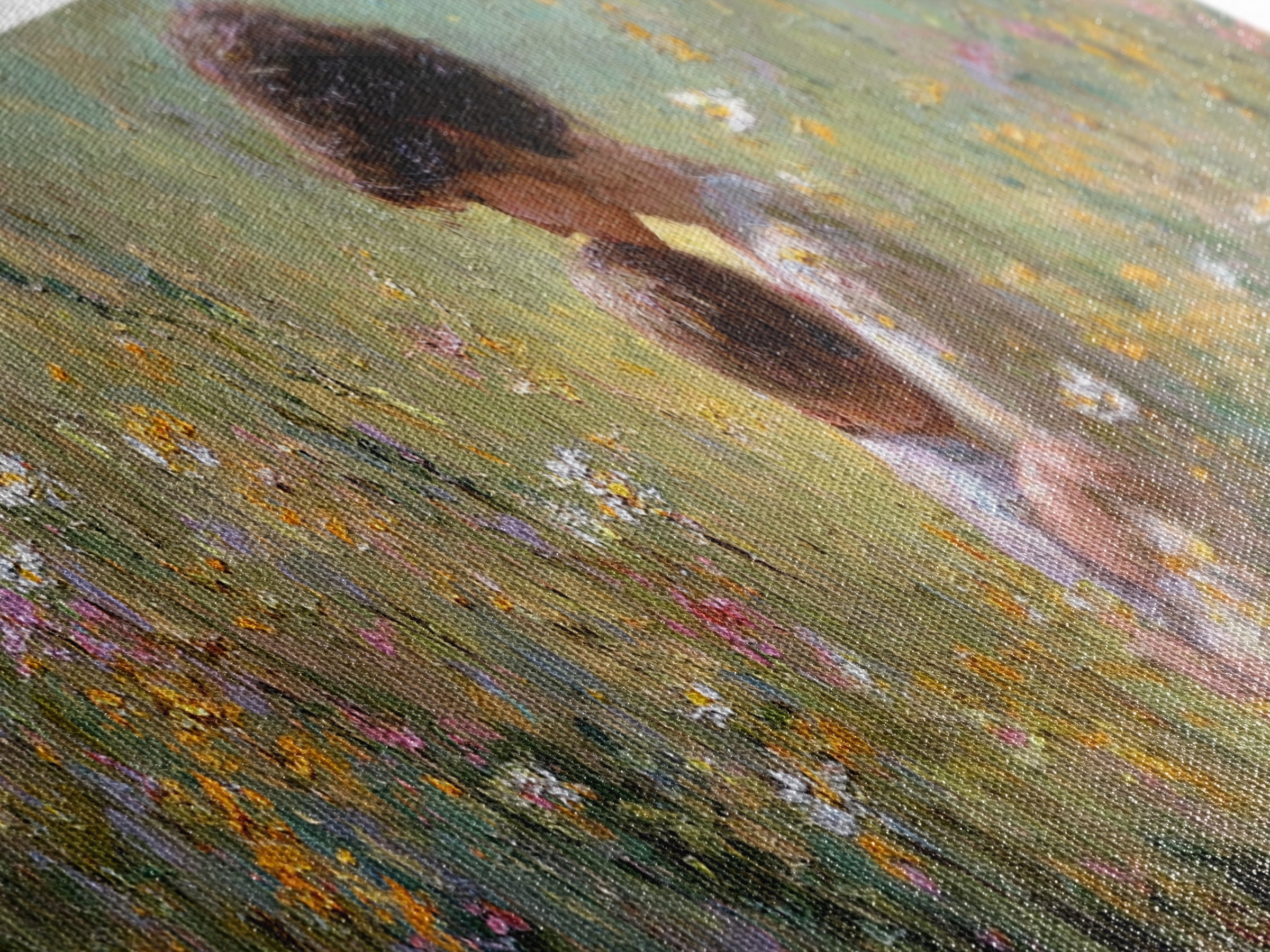 Mother Snuggling Baby In Golden Wildflower Meadow Wall Art, Impressionist Canvas Print, Feminine Nursery Decor Gift For Mom