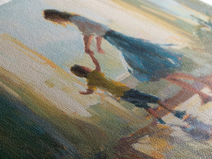 Mother Dancing With Little Boy In Sunlit Room Canvas Print, Impressionist Family Wall Decor, Bedroom Art, Gift For Mom, Home Decor