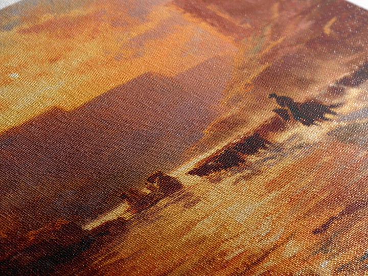 Cowboy Cattle Drive Sunset River Western Landscape Wall Art Canvas Print Rustic Home Decor Living Room Western Wall Art