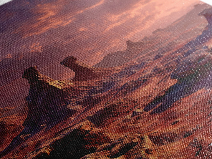 Red Alien Desert Landscape Canvas Print, Surreal Sci Fi Wall Art, Futuristic Fantasy Planet Decor, Statement Artwork For Living Room