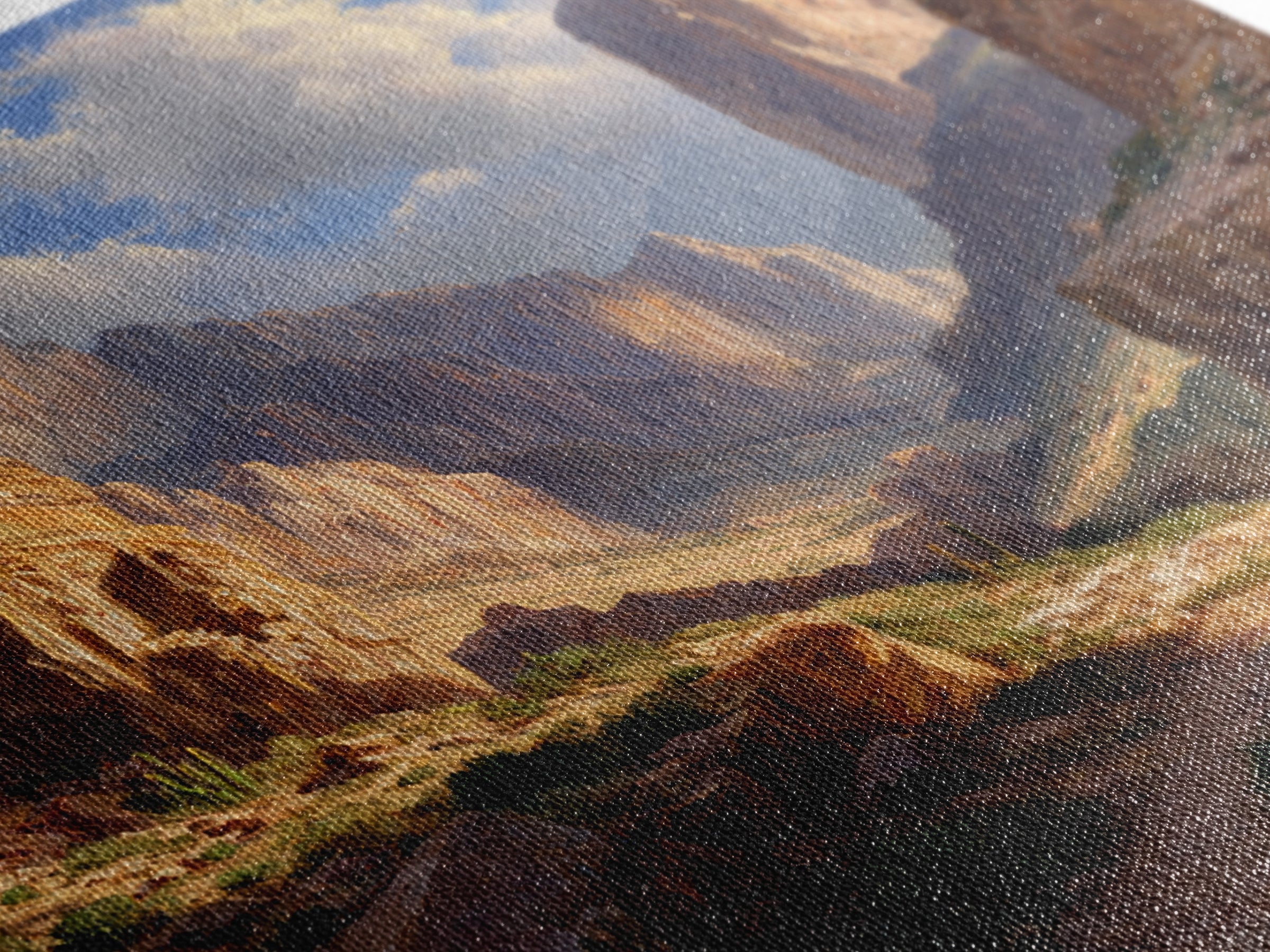 Sunlit Desert Canyon Landscape Wall Art, Western Landscape Canvas Print, Modern Home Decor, Large Living Room Wall Art