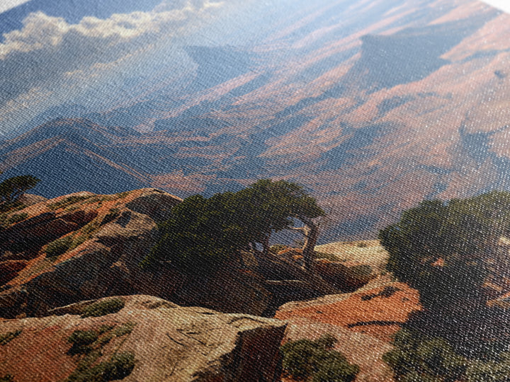 Sweeping Desert Canyon Vista Wall Art, Majestic Western Landscape Canvas Print For Living Room And Cabin Decor