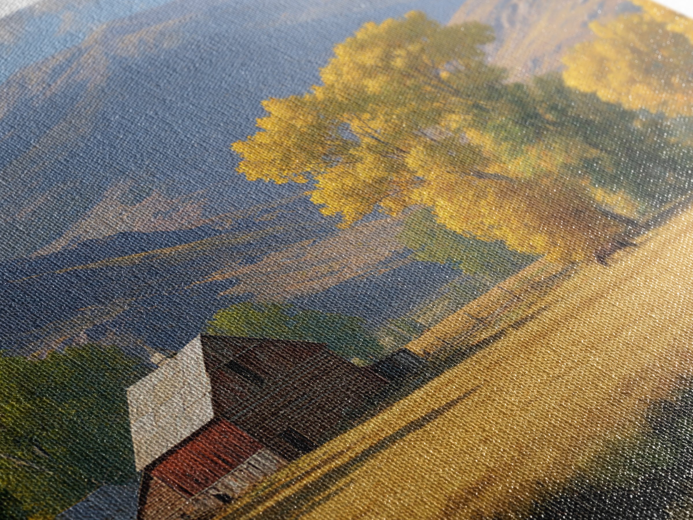 Golden Autumn Barn Landscape Wall Art Canvas Print Rustic Farmhouse Country Home Decor Large Landscape Art