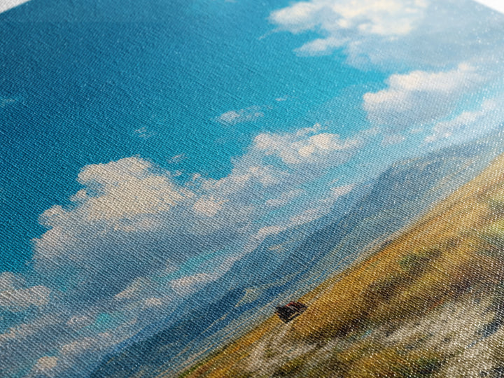 Golden Prairie Wagon Landscape Wall Art, Western Country Sunset Painting, Rustic Home Decor, Large Modern Art Print Canvas