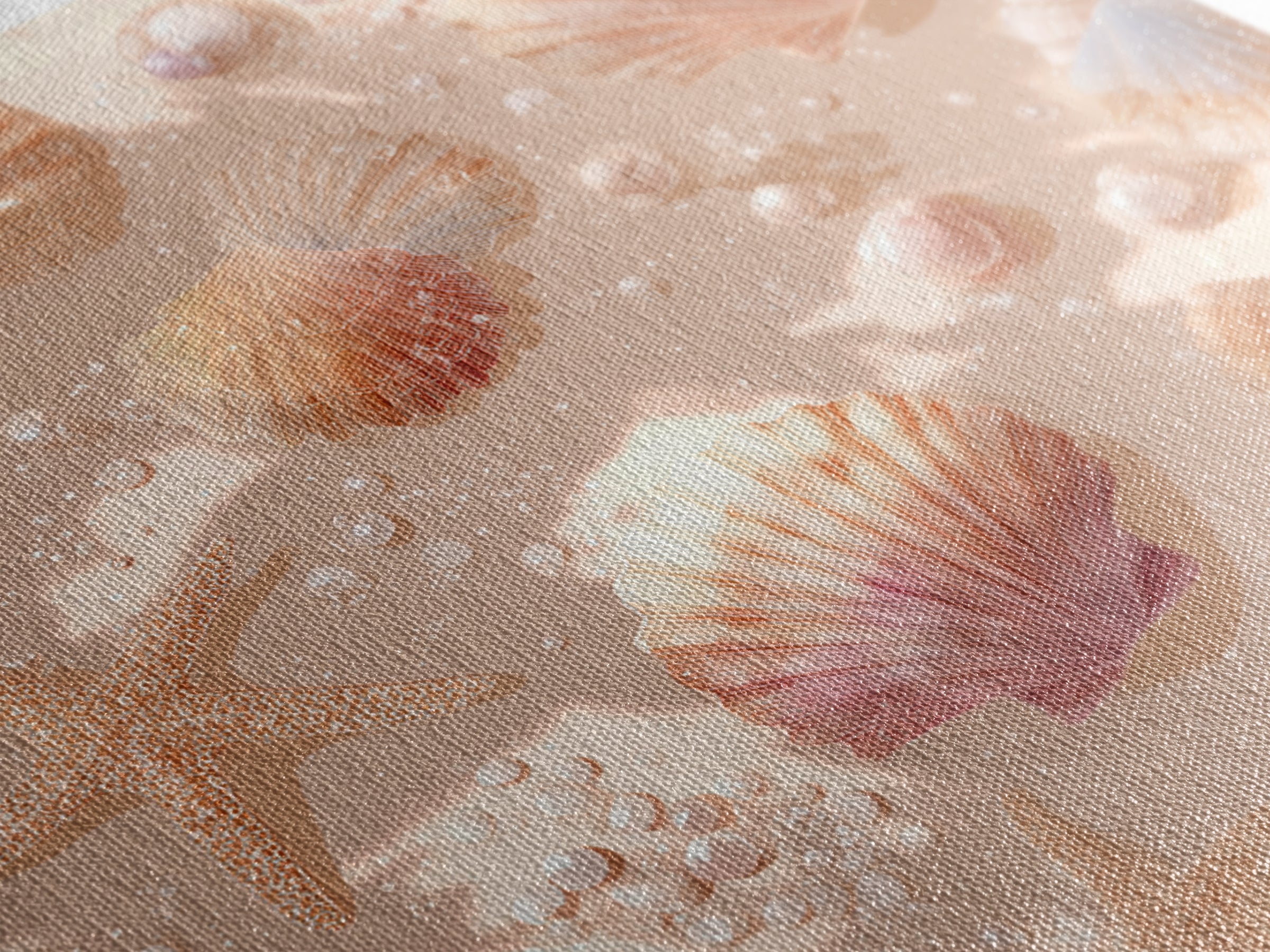 Blush Seashells And Starfish Canvas Print, Coastal Wall Art, Beach House Decor, Ocean Nursery Decor, Soft Nautical Decor