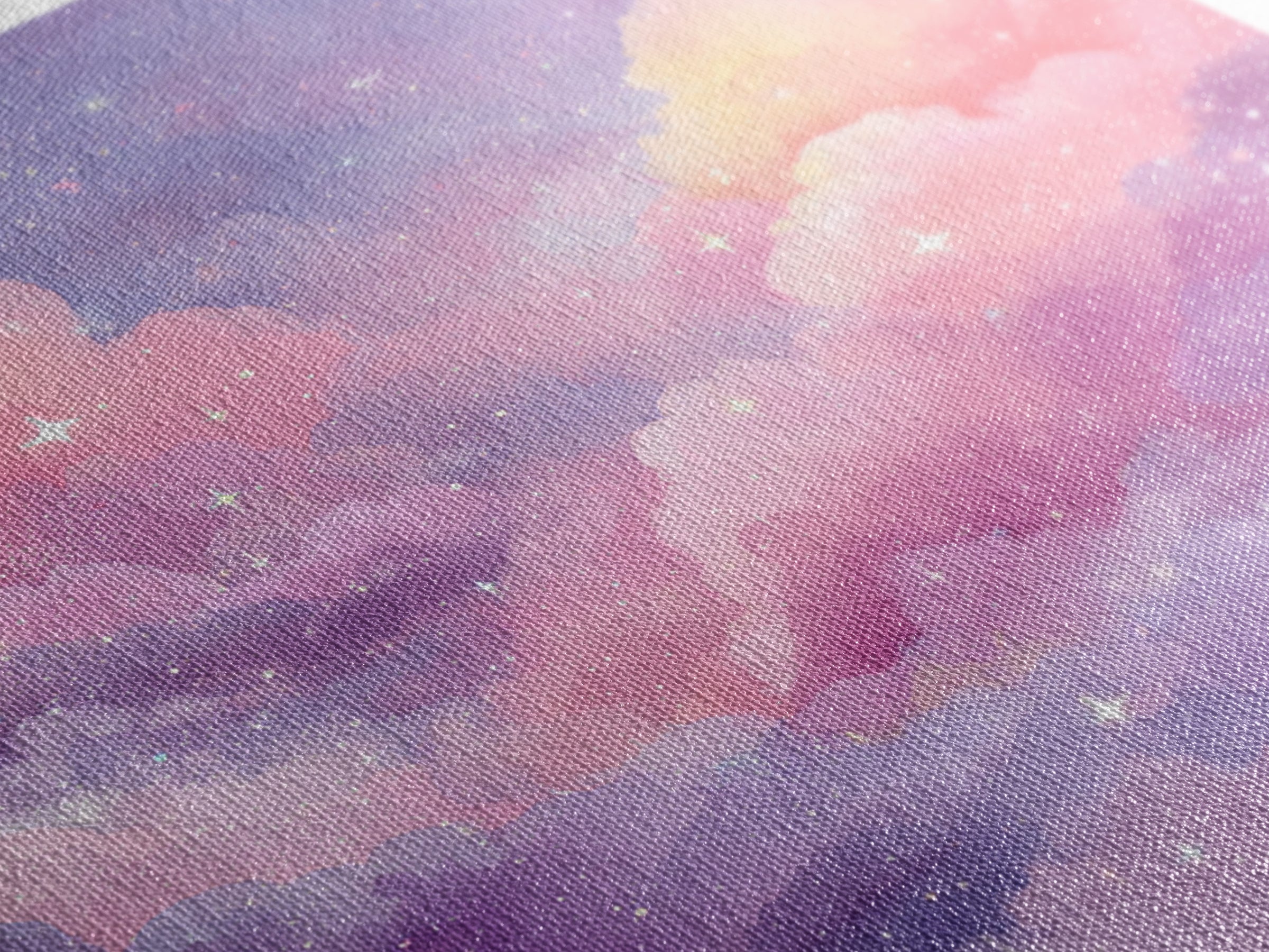 Pink Lavender Starry Clouds Wall Art, Pastel Celestial Canvas Print, Dreamy Nursery Decor, Girls Room Decor, Whimsical Art