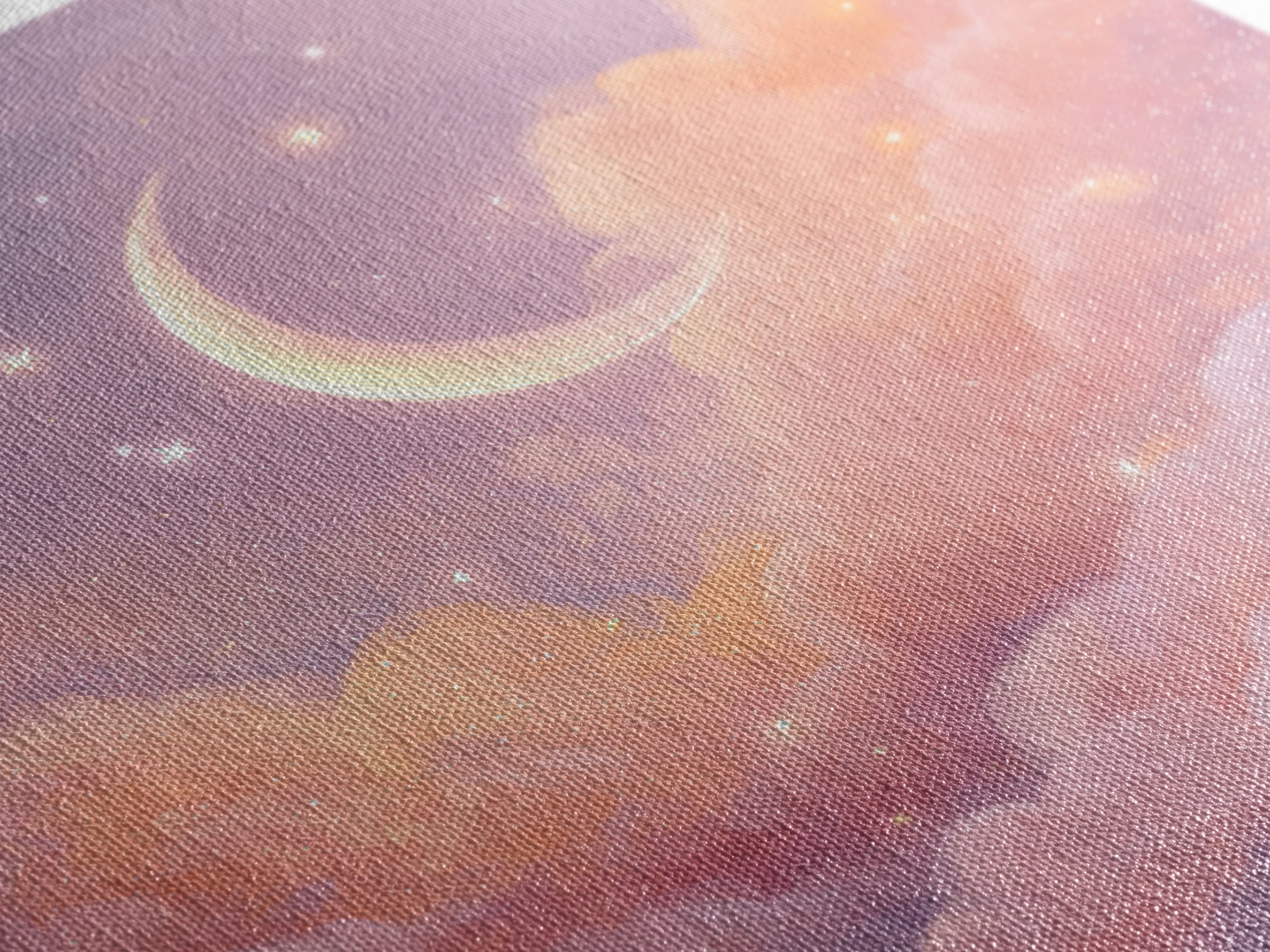 Soft Crescent Moon In Peach Clouds Canvas Print, Celestial Wall Art, Romantic Bedroom Decor, Calming Nursery Art, Cozy Wall Decor