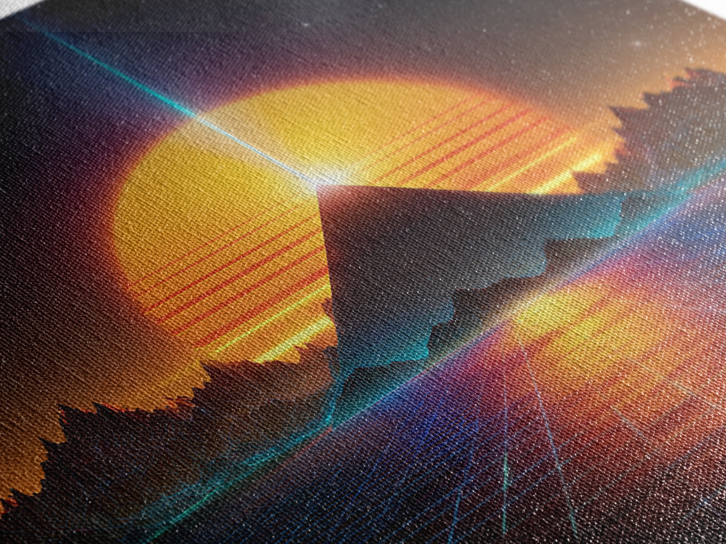 Retro Futuristic Pyramid Sunset Wall Art Neon Sci Fi Landscape Print Modern Abstract Art Print For Home Decor Living Room