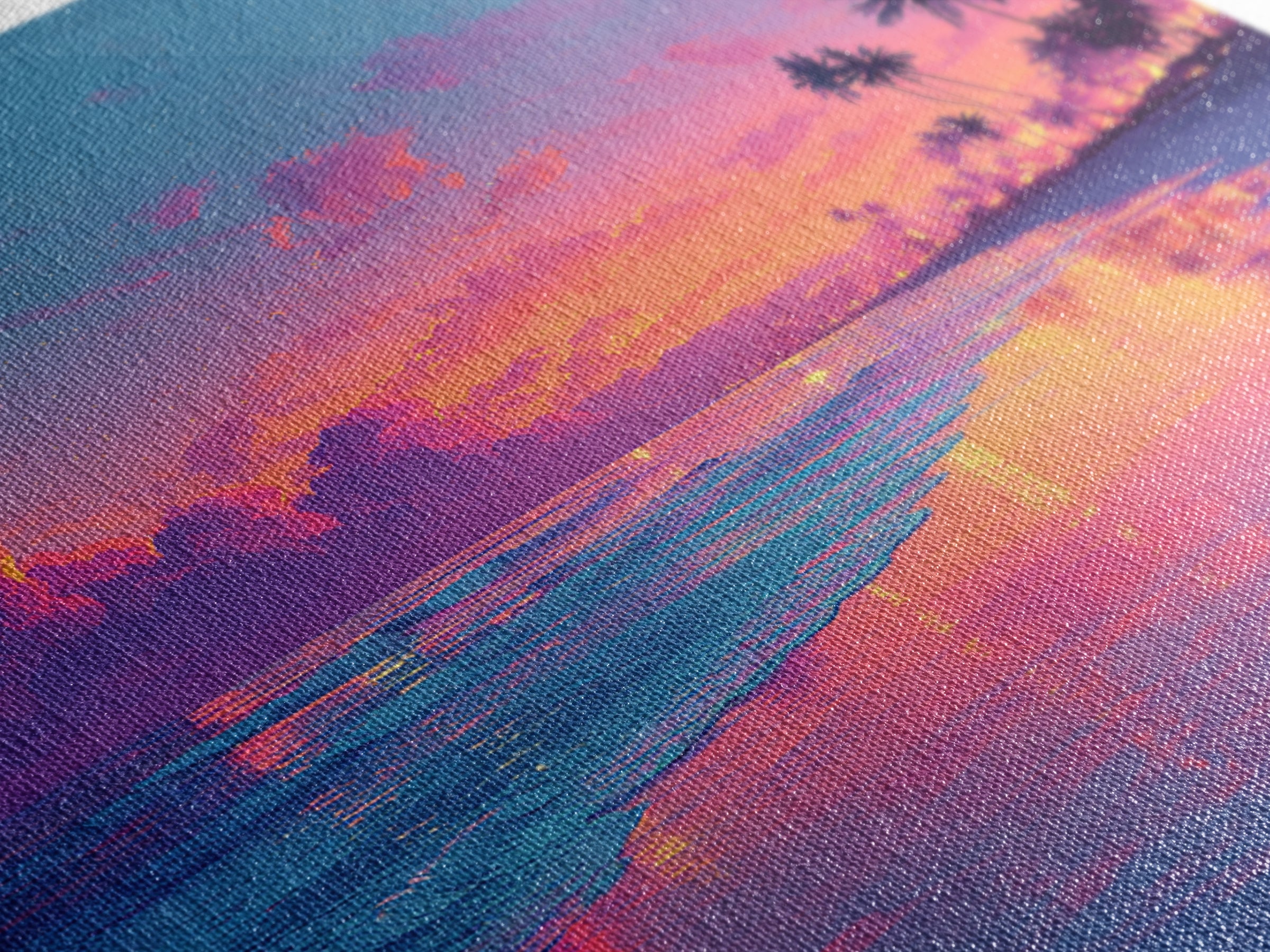 Colorful Seaside Sunset Wall Art, Tropical Ocean Beach Print, Vibrant Coastal Decor, Modern Summer Ocean Wall Art