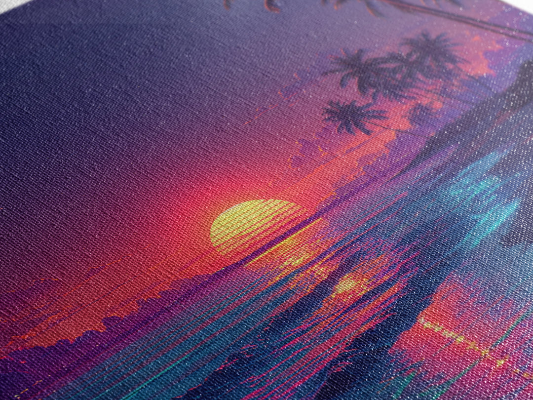 Vibrant Tropical Beach Sunset Wall Art Canvas Print Coastal Ocean Painting Summer Home Decor
