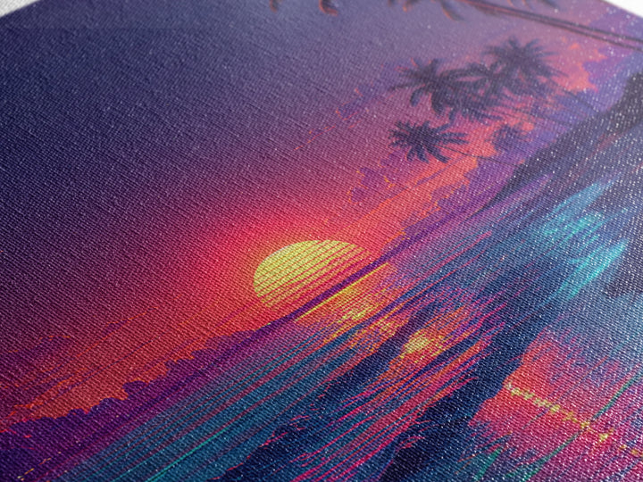 Vibrant Tropical Beach Sunset Wall Art Canvas Print Coastal Ocean Painting Summer Home Decor
