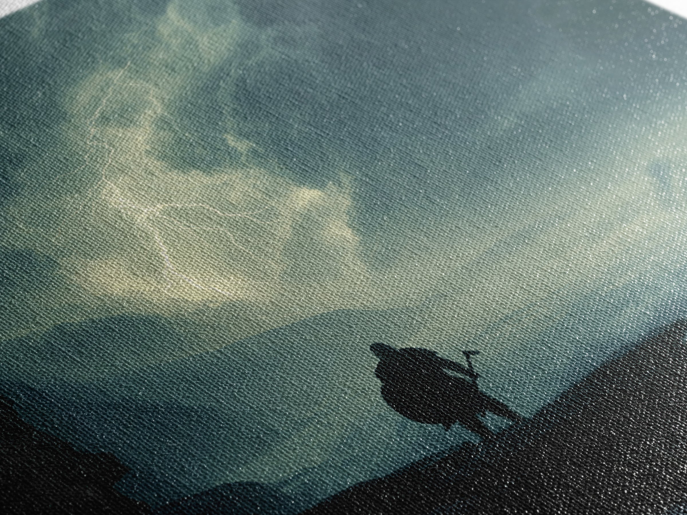 Lone Viking Facing Lightning Over Stormy Sea Wall Art, Dark Seascape Art, Fantasy Wall Decor, Moody Coastal Decor, Gift For Him