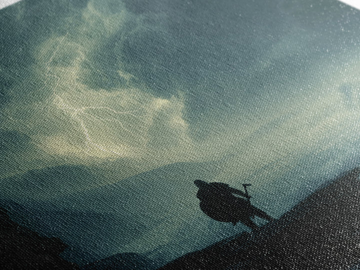 Lone Viking Facing Lightning Over Stormy Sea Wall Art, Dark Seascape Art, Fantasy Wall Decor, Moody Coastal Decor, Gift For Him