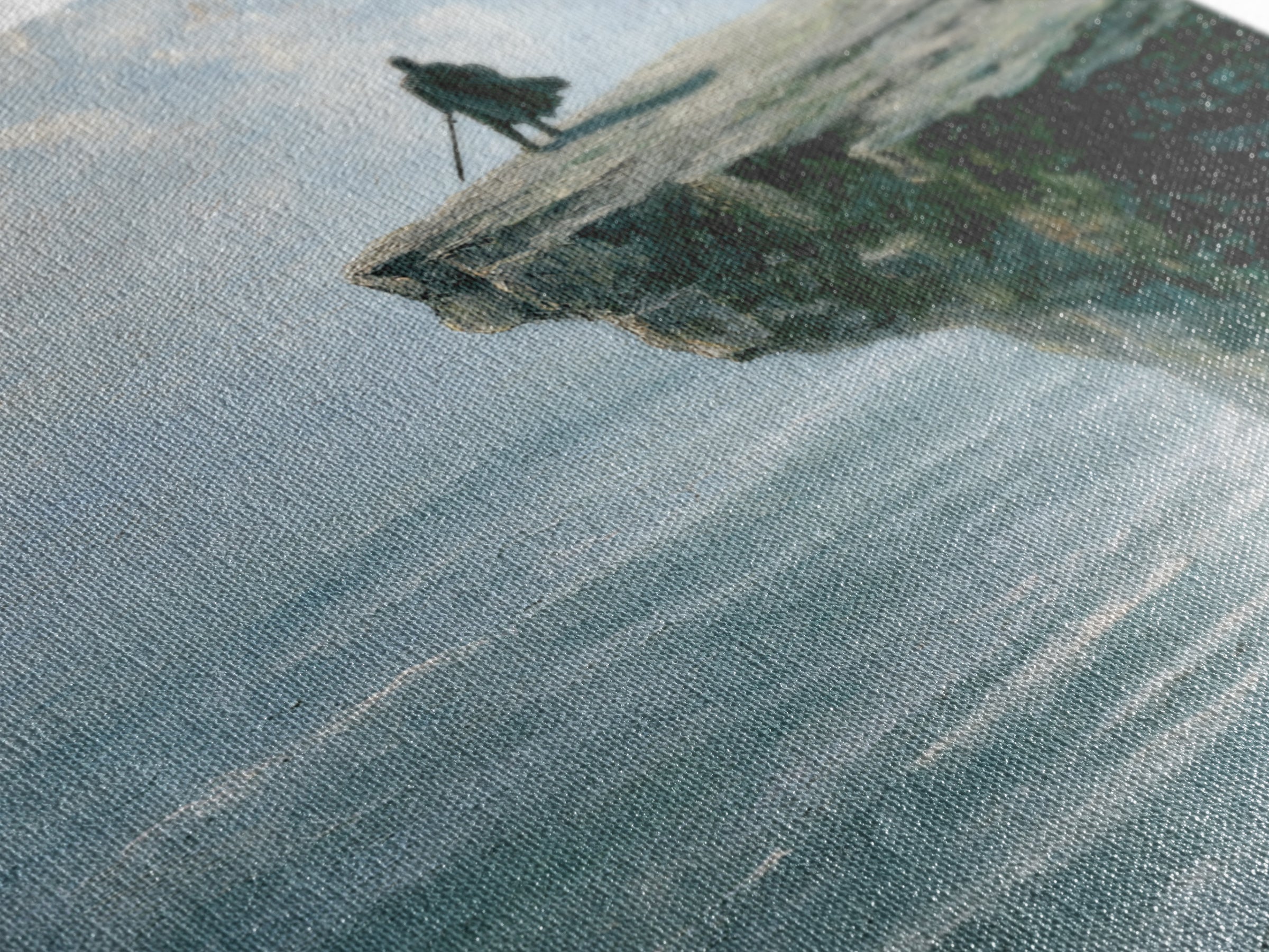 Lone Wanderer On Ocean Cliff Canvas Print, Moody Seascape Landscape Art, Coastal Fantasy Decor, Large Wall Art For Living Room
