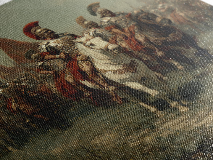 Roman Cavalry Legion Marching Across Field Framed Canvas Print, Historical Wall Art, Equestrian Art, Large Wall Decor, Living Room Art