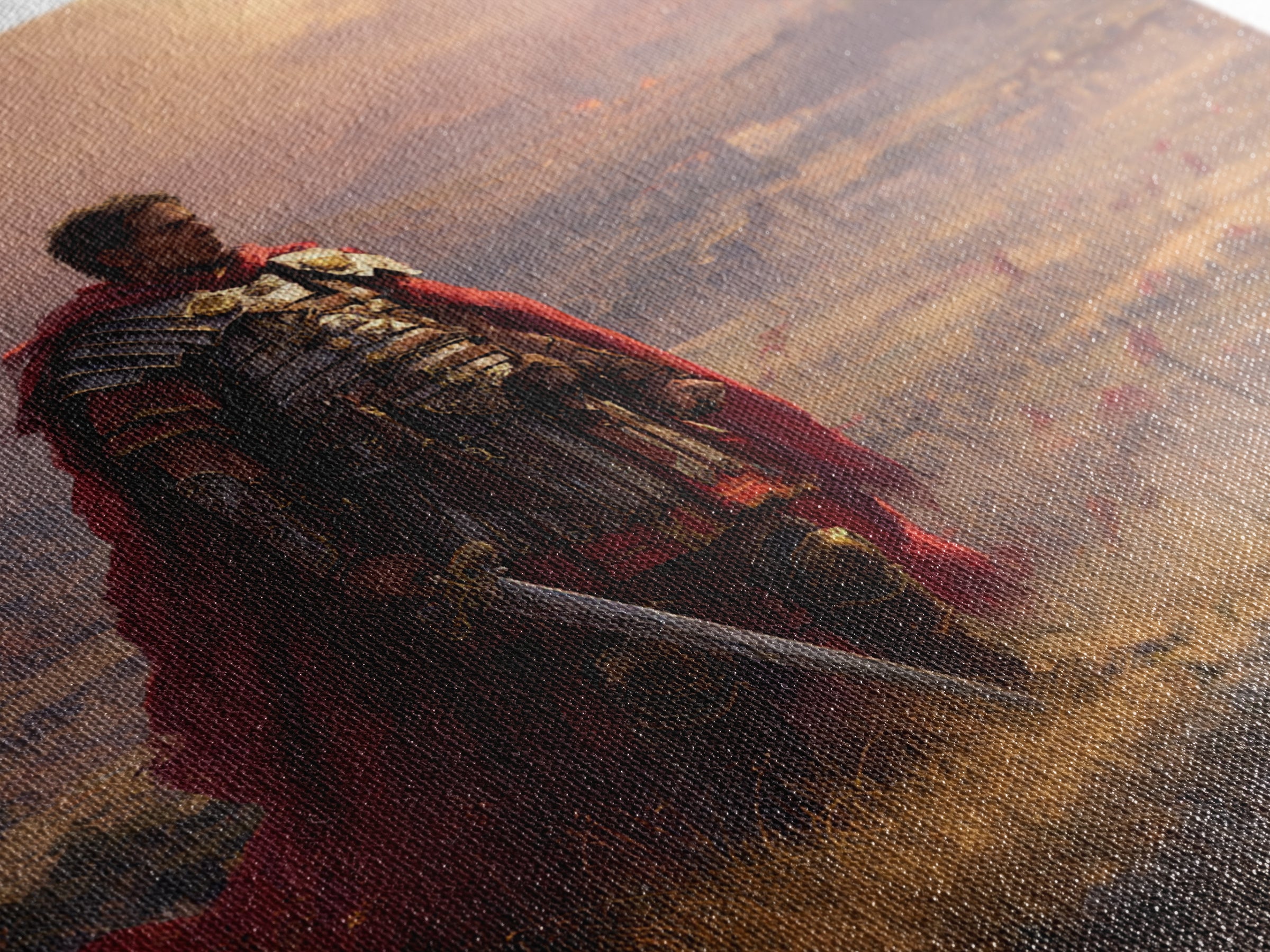 Roman General At Sunset Battlefield Wall Art, Ancient Warrior Canvas, Historical Fine Art Print, Masculine Office Decor Gift