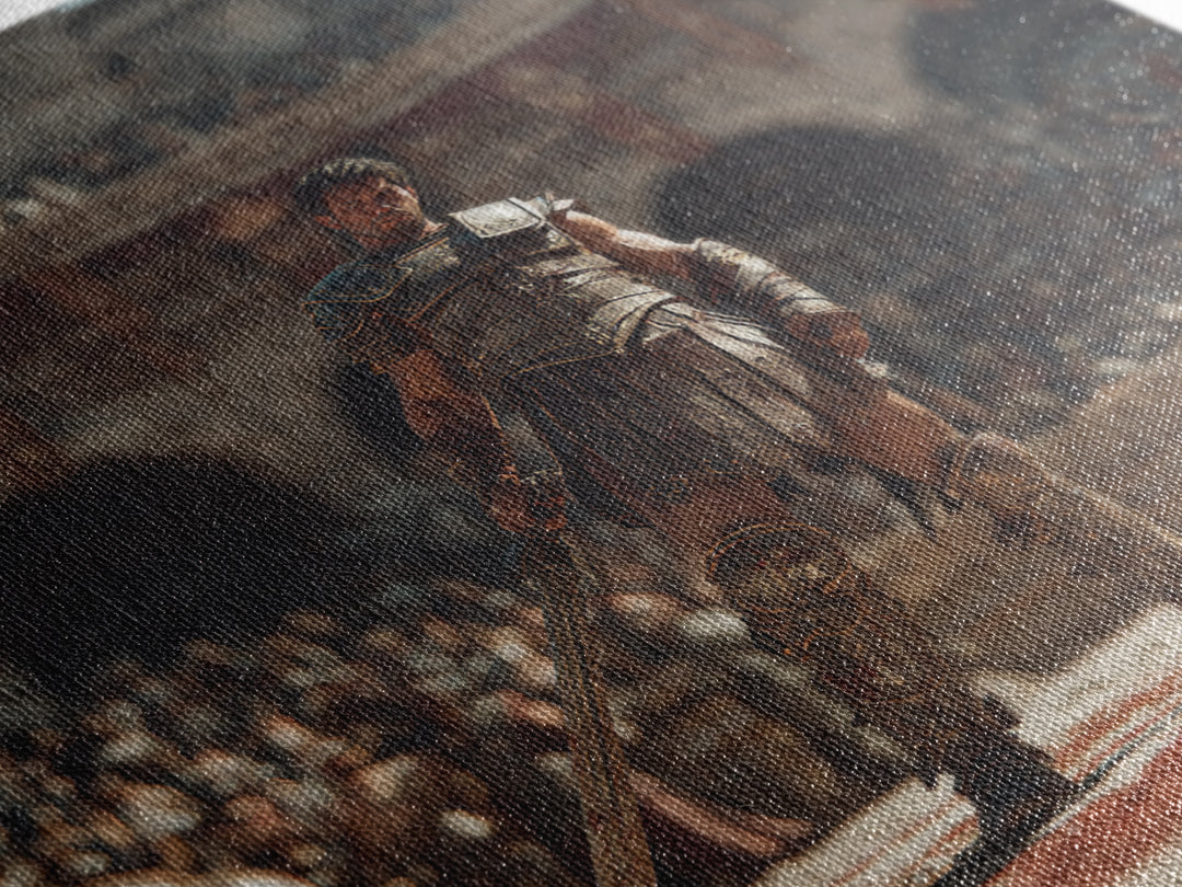 Bloodied Gladiator In Roman Arena Canvas Print, Ancient Warrior Wall Art, Classical History Decor, Gift For Him, Man Cave Decor