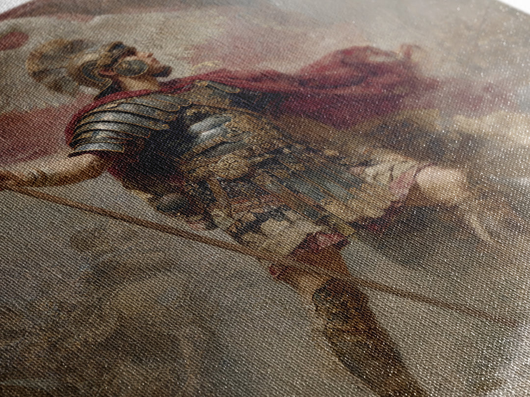 Roman Standard Bearer With Eagle Flag, Classical Battle Canvas Print, Historical Wall Art, Ancient Rome Decor, Gift For Him