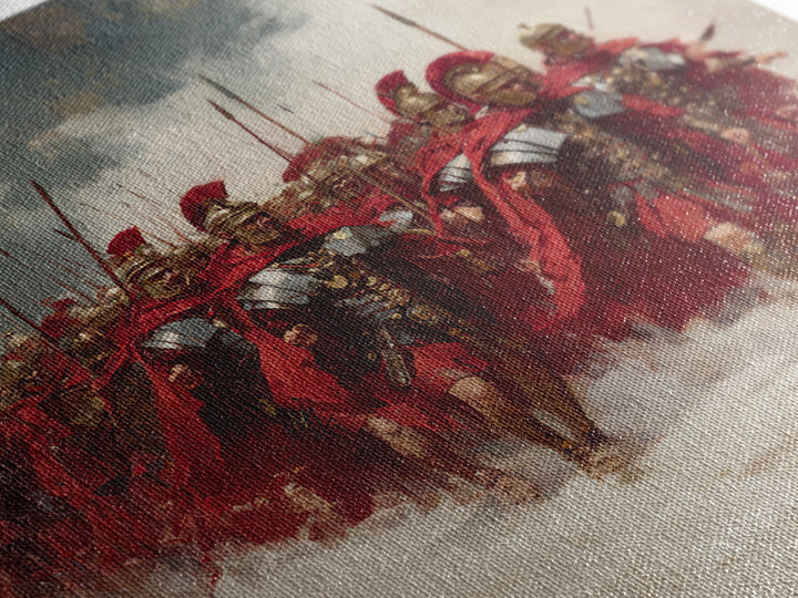 Roman Legion Marching With Red Capes Framed Canvas Print, Historical Wall Art, Masculine Office Decor, Gift For Him, Classic Art