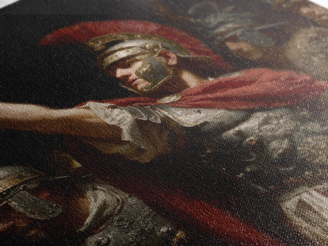 Roman Centurion Raising Sword Wall Art, Classical Warrior Oil Painting, Ancient Rome Decor, Historical Framed Canvas Print