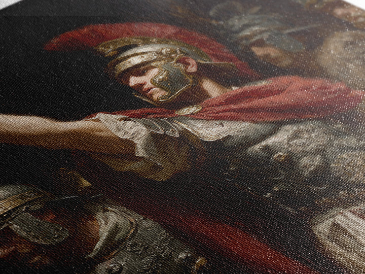Roman Centurion Raising Sword Wall Art, Classical Warrior Oil Painting, Ancient Rome Decor, Historical Framed Canvas Print