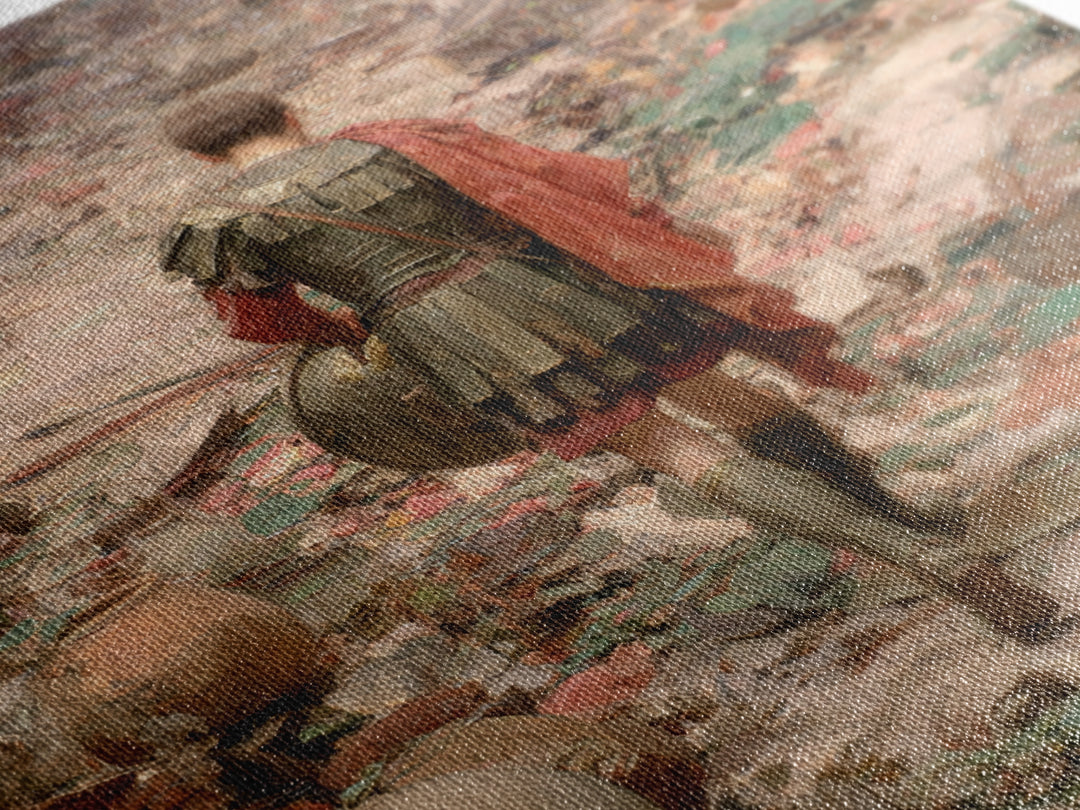 Roman Soldier In Ruined Battlefield Wall Art, Ancient Warrior Oil Painting, Classical History Decor, Dark Academia Gift Print
