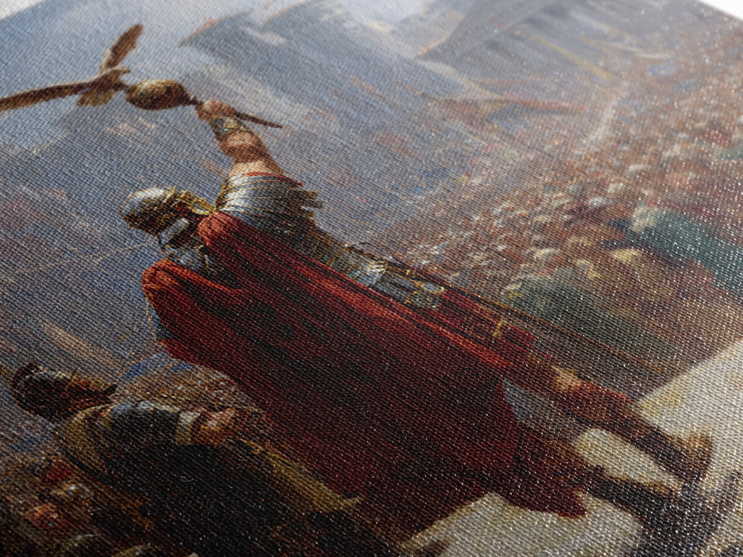 Roman General Raising Eagle Standard Canvas Print, Ancient Empire Victory Painting, Historical Wall Decor For Office Gift