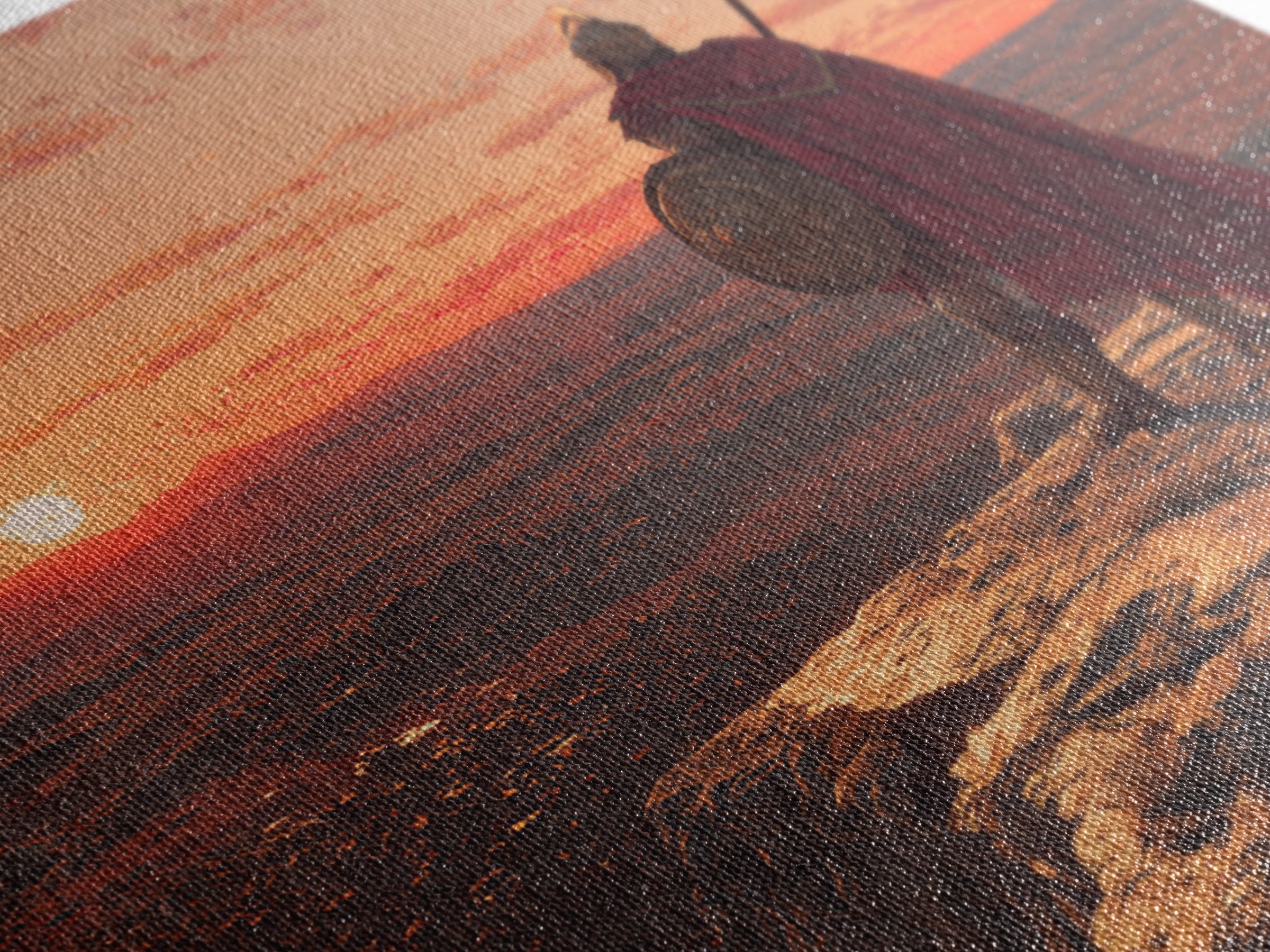 Ancient Warrior At Sunset Over Valley Canvas Print, Spartan Wall Art, Historical Landscape, Masculine Office Decor Gift Idea