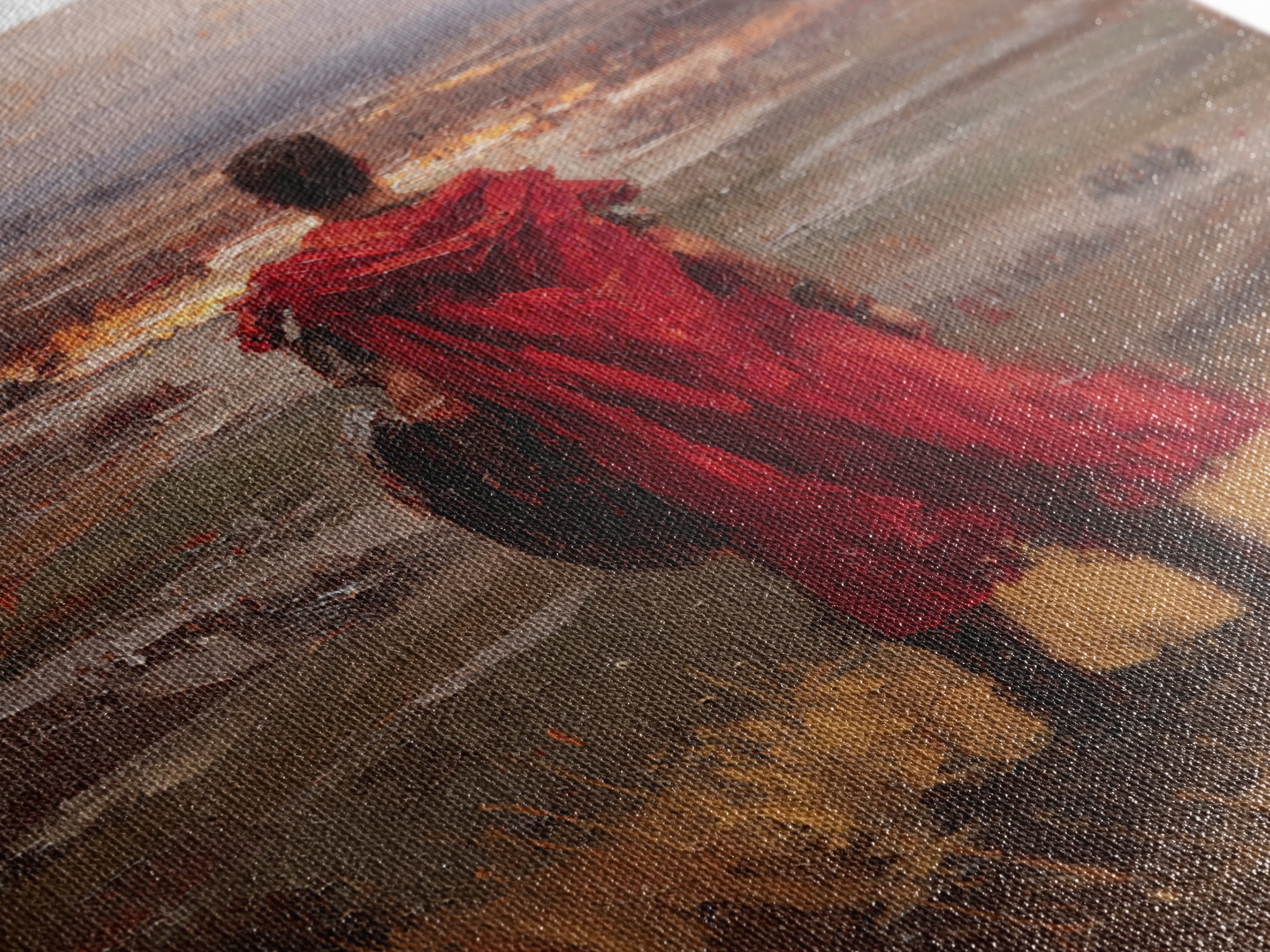 Roman Warrior In Red Cloak Wall Art, Epic Battlefield Oil Painting, Ancient History Decor, Masculine Office Art Print Gift