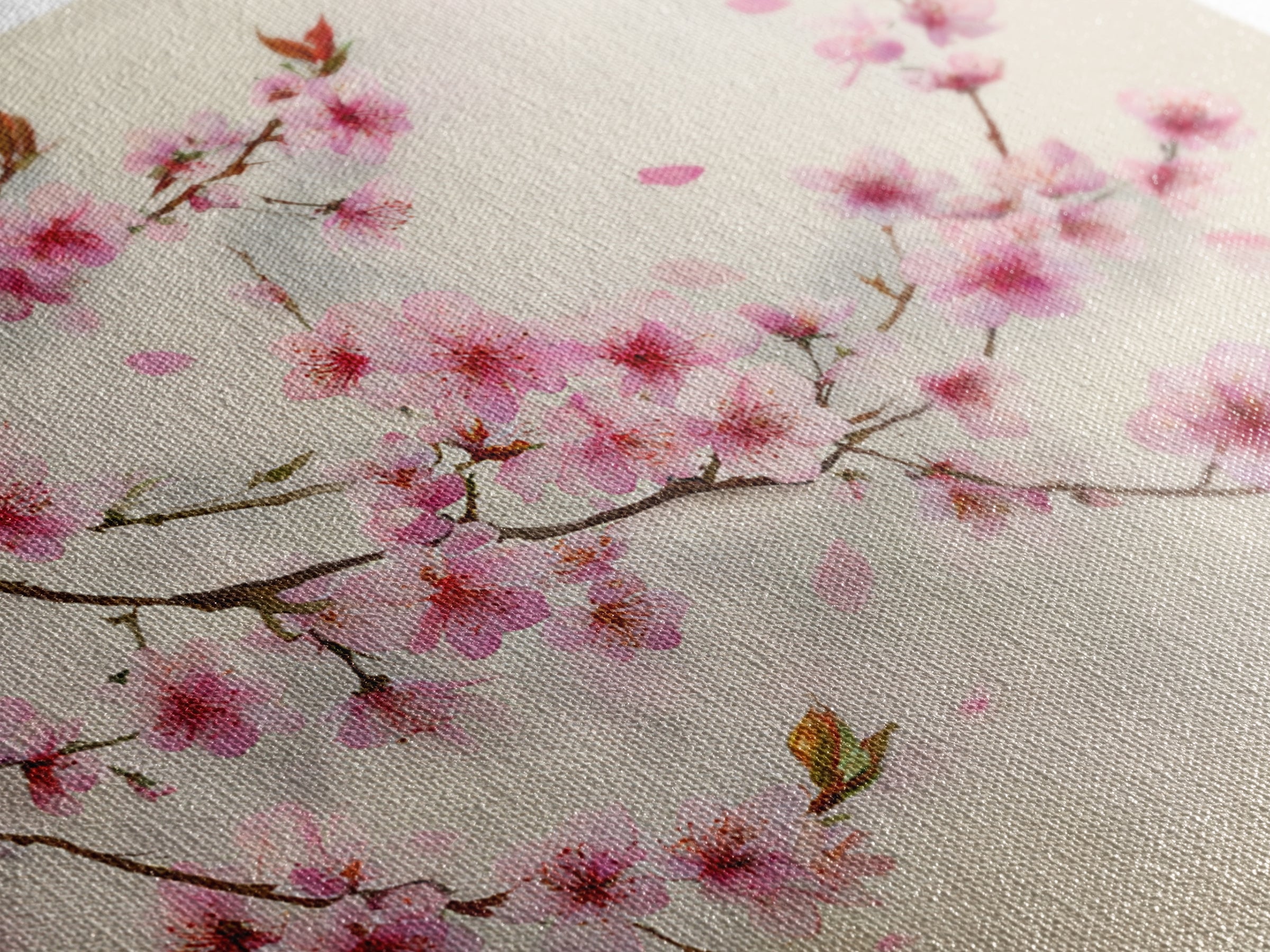 Pink Cherry Blossom Branch Wall Art, Japanese Botanical Print, Spring Floral Wall Decor, Minimalist Bedroom Decor Gift For Her