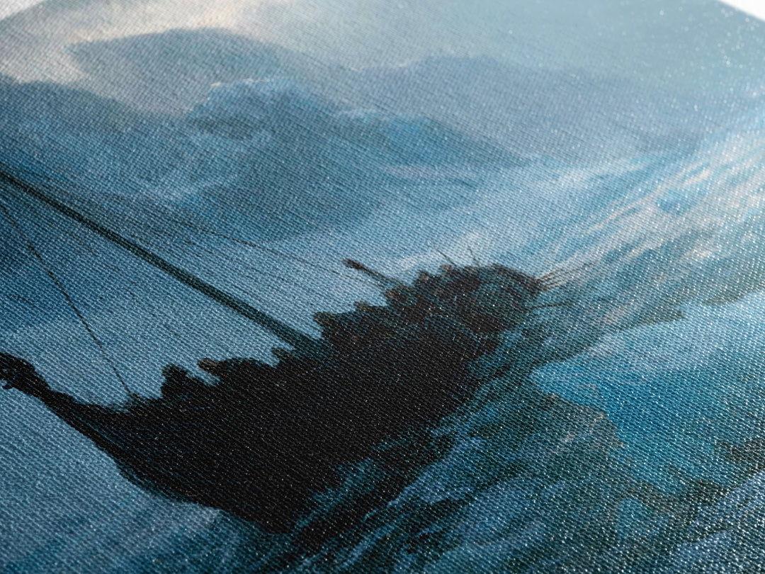Viking Longship In Icy Fjord, Arctic Seascape Wall Art, Norse Landscape Canvas Print, Coastal Winter Decor, Gift For Him