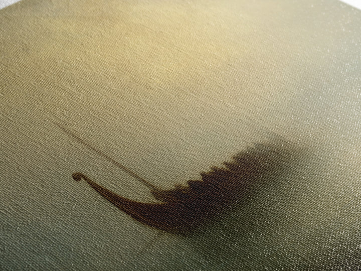 Foggy Viking Longship On Quiet Sea Canvas Print, Nautical Wall Art, Seascape Art, Nordic Art Print, Coastal Home Decor, Wall Decor