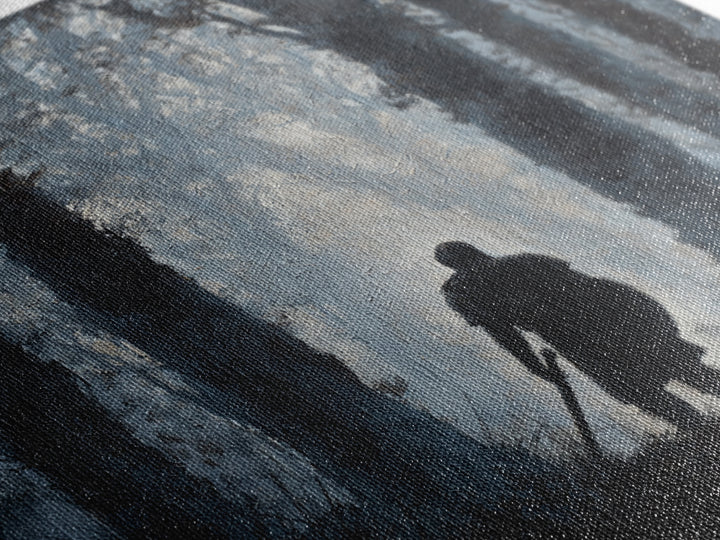 Dark Warrior In Misty Forest Wall Art, Medieval Fantasy Oil Painting, Moody Landscape Print, Gothic Home Decor Gift For Him