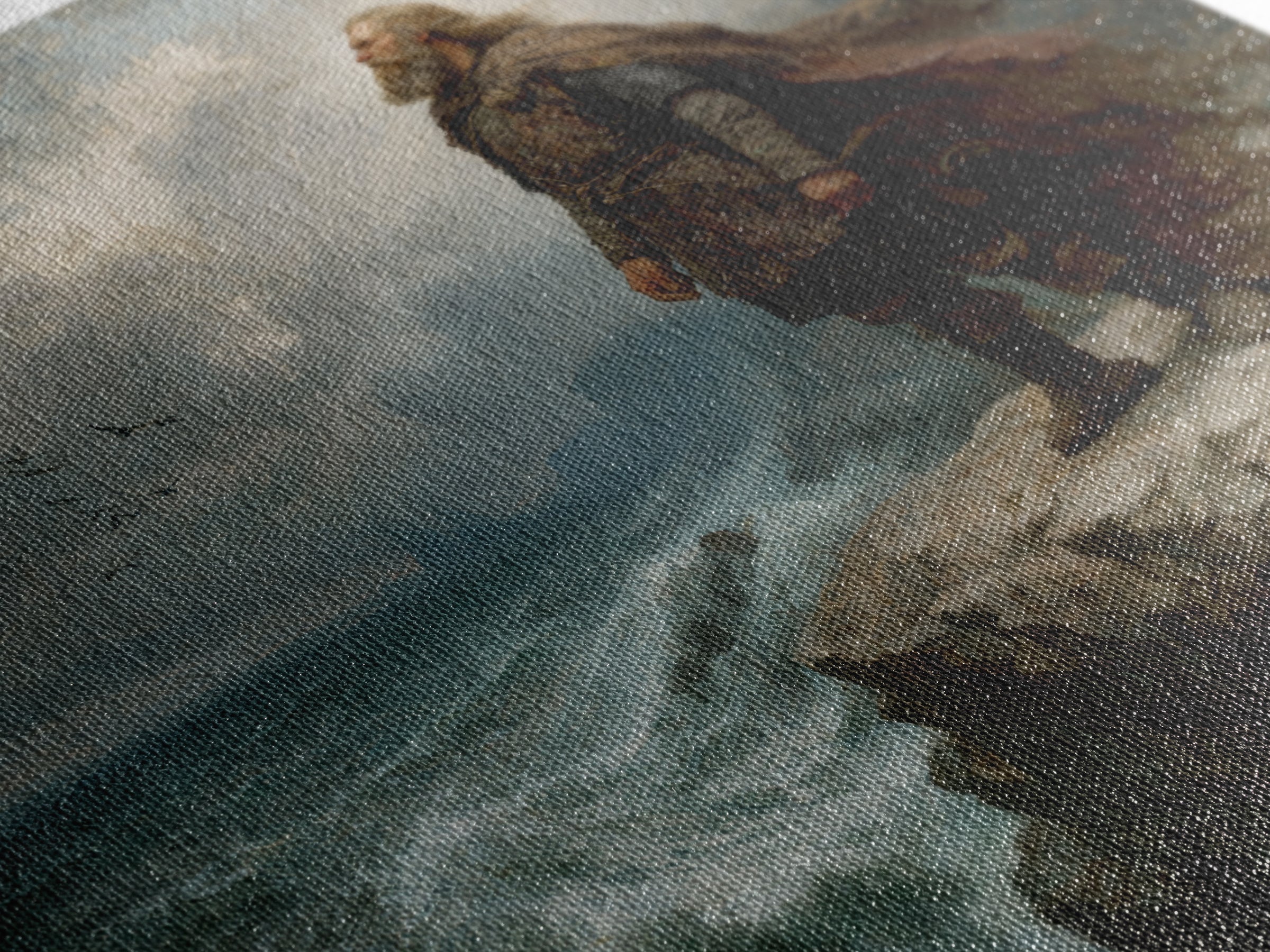 Viking Chieftain On Stormy Sea Cliff Wall Art, Moody Norse Coastal Painting, Dramatic Landscape Art, Masculine Office Decor