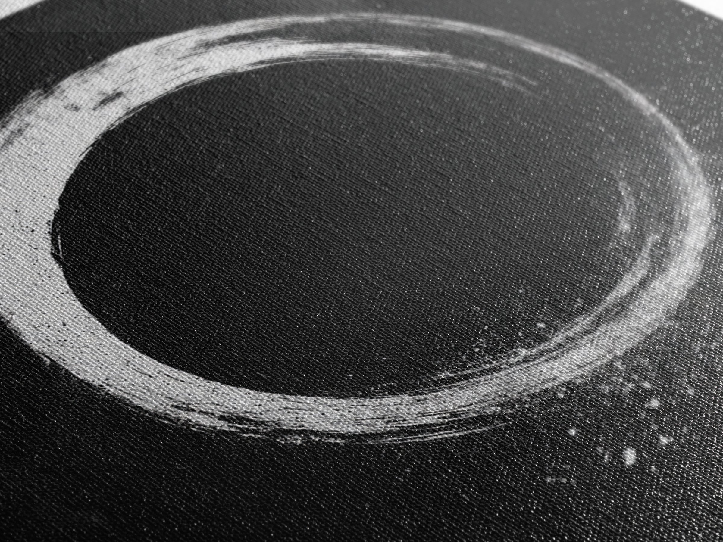 Minimal Enso Circle Zen Wall Art, Black And White Brushstroke Framed Canvas Print, Japanese Meditation Decor