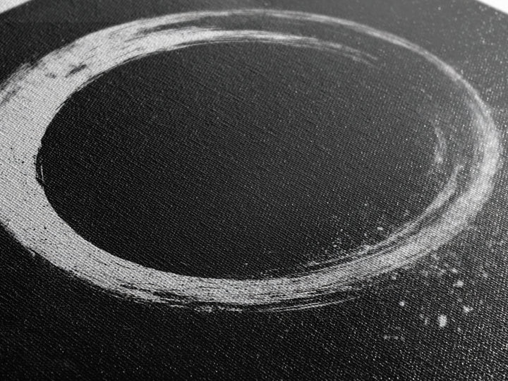 Minimal Enso Circle Zen Wall Art, Black And White Brushstroke Framed Canvas Print, Japanese Meditation Decor