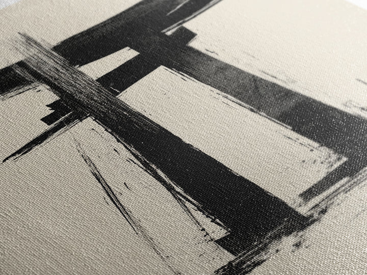 Minimalist Japanese Torii Gate Ink Painting Wall Art, Black And White Zen Decor Framed Canvas Print