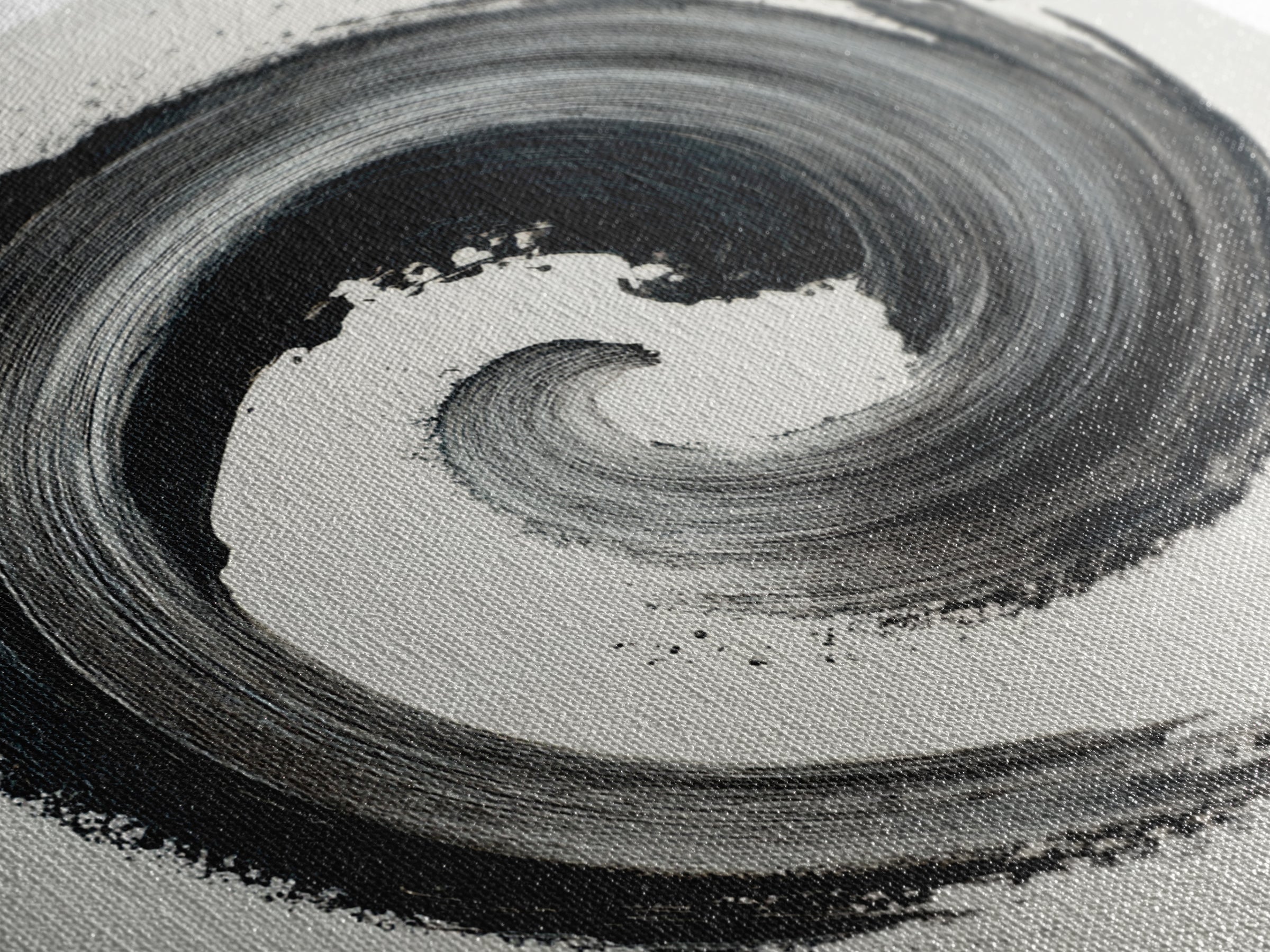 Black And White Abstract Spiral Brushstroke Wall Art, Minimalist Modern Canvas Print For Contemporary Home Decor