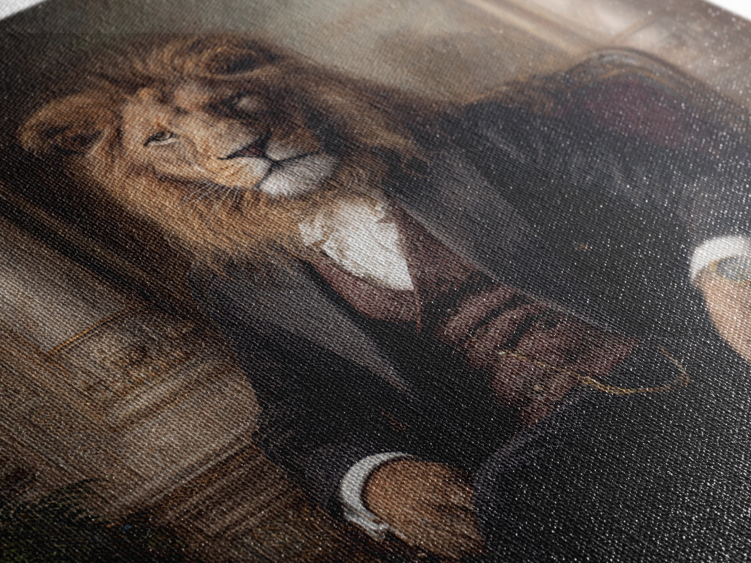 Regal Lion Gentleman Portrait Wall Art, Dark Academia Animal Painting, Victorian Library Decor, Luxury Masculine Office Decor