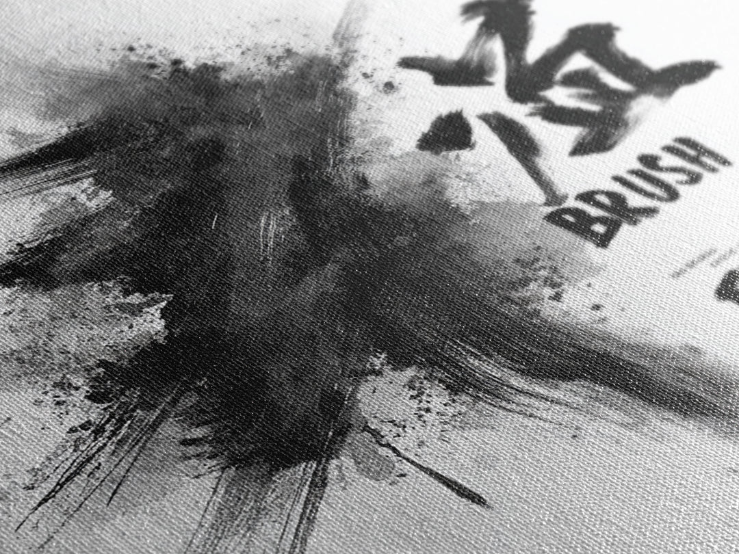 Bold Ink Brush Calligraphy Wall Art, Black And White Abstract Painting Print, Modern Japanese Wall Decor For Office Or Home
