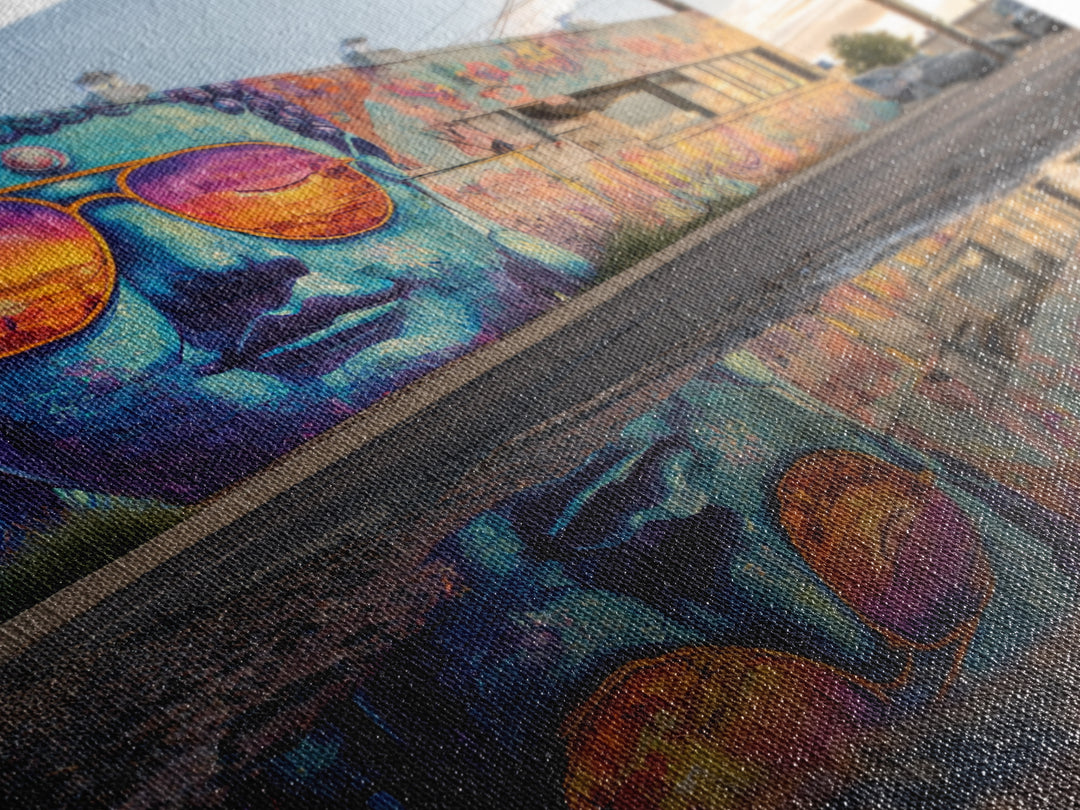 Colorful Buddha Street Art Reflection Wall Art, Urban Graffiti Photography Print, Modern Home Decor Living Room Wall Art